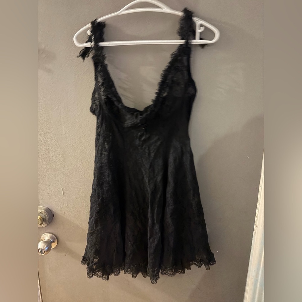 Black‎ lace slip dress sheet whimsigoth fairy grunge
